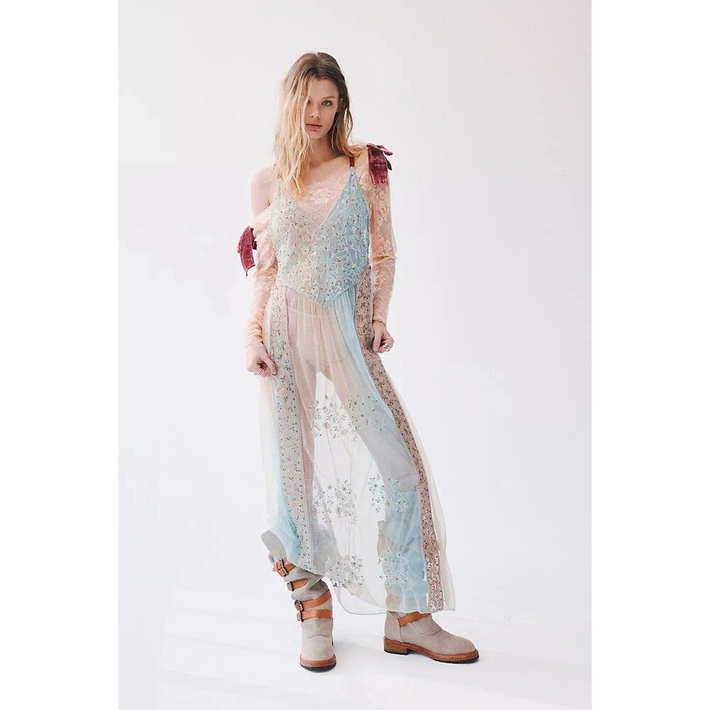 Free People Intimately In Your Dreams Maxi Slip Dress Embroidered XL NWT 285529